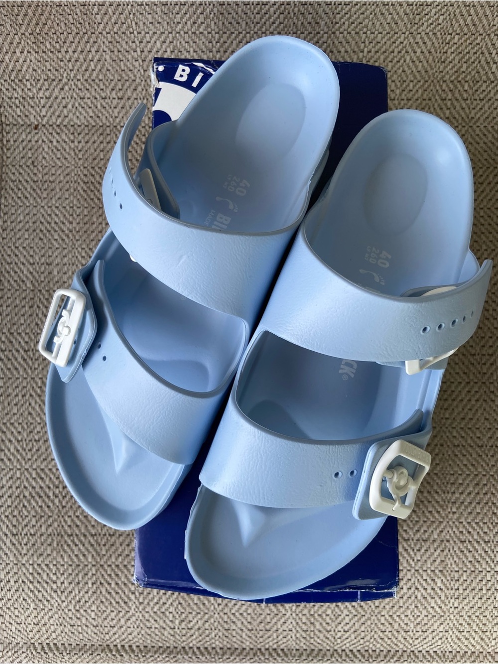 Birkenstock Arizona EVA Soft Blue Narrow Sandals Size W9/M7